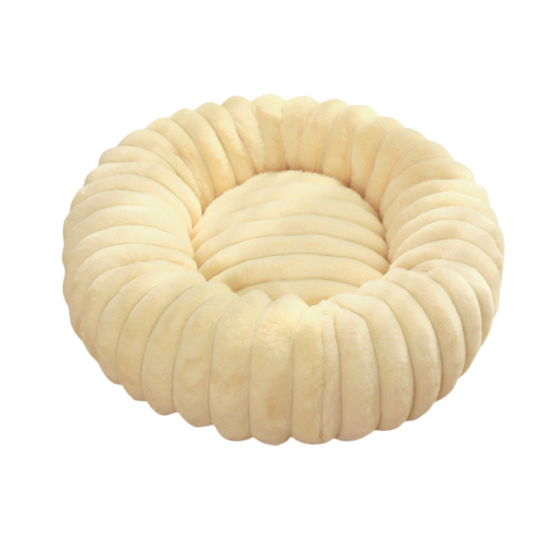 Rabbit Fur Plush Round Pet Bed