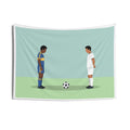 Soccer Faceoff Wall Tapestry — Minimalist Football Players Decor