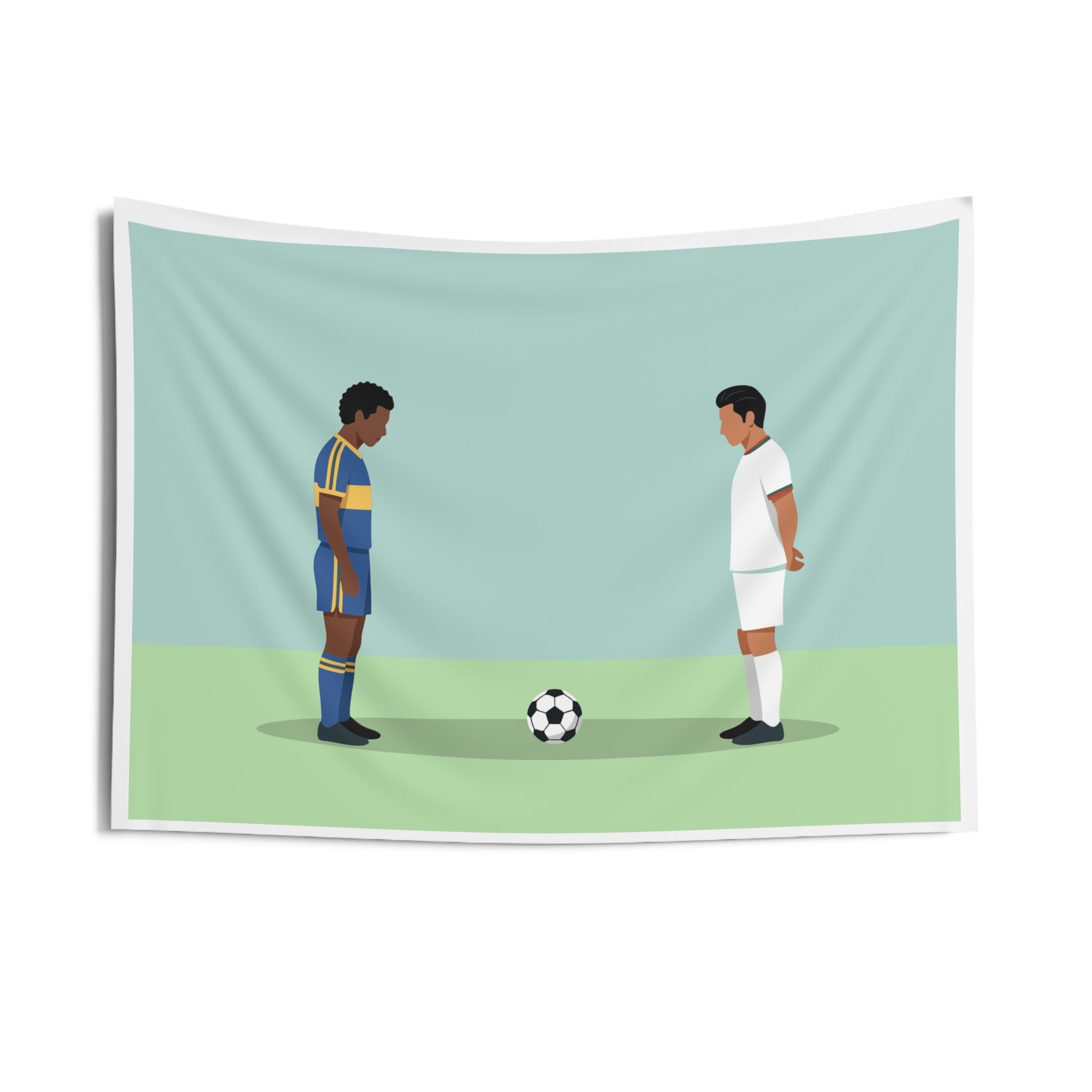 Soccer Faceoff Wall Tapestry — Minimalist Football Players Decor