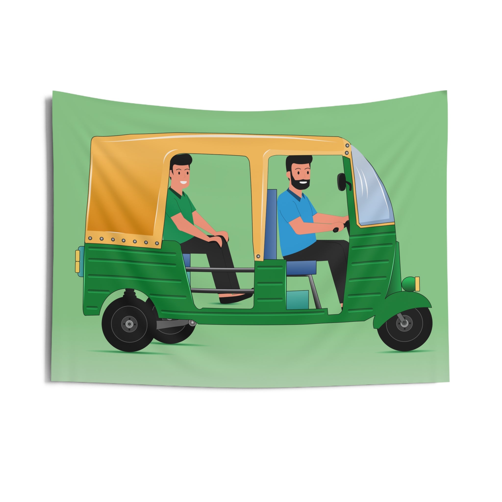 Auto Rickshaw Wall Tapestry — Colorful Indian Tuk Tuk Decor for Living Room