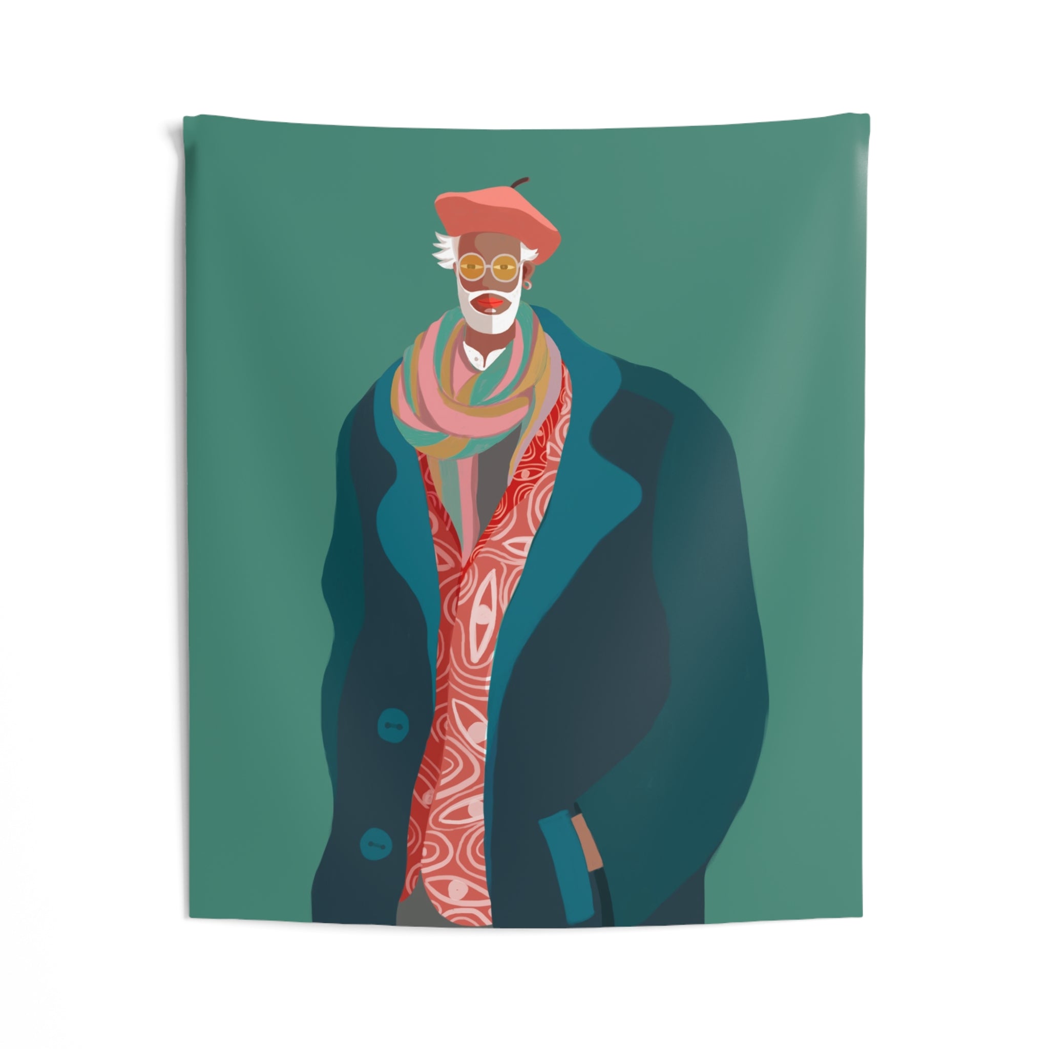 Vintage Dapper Man Wall Tapestry – Colorful Portrait Home Decor