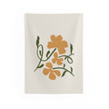 Boho Floral Wall Tapestry — Minimal Orange Blossom Hanging Art