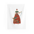 Lady with Greyhound Wall Tapestry - Midcentury Modern Art Decor