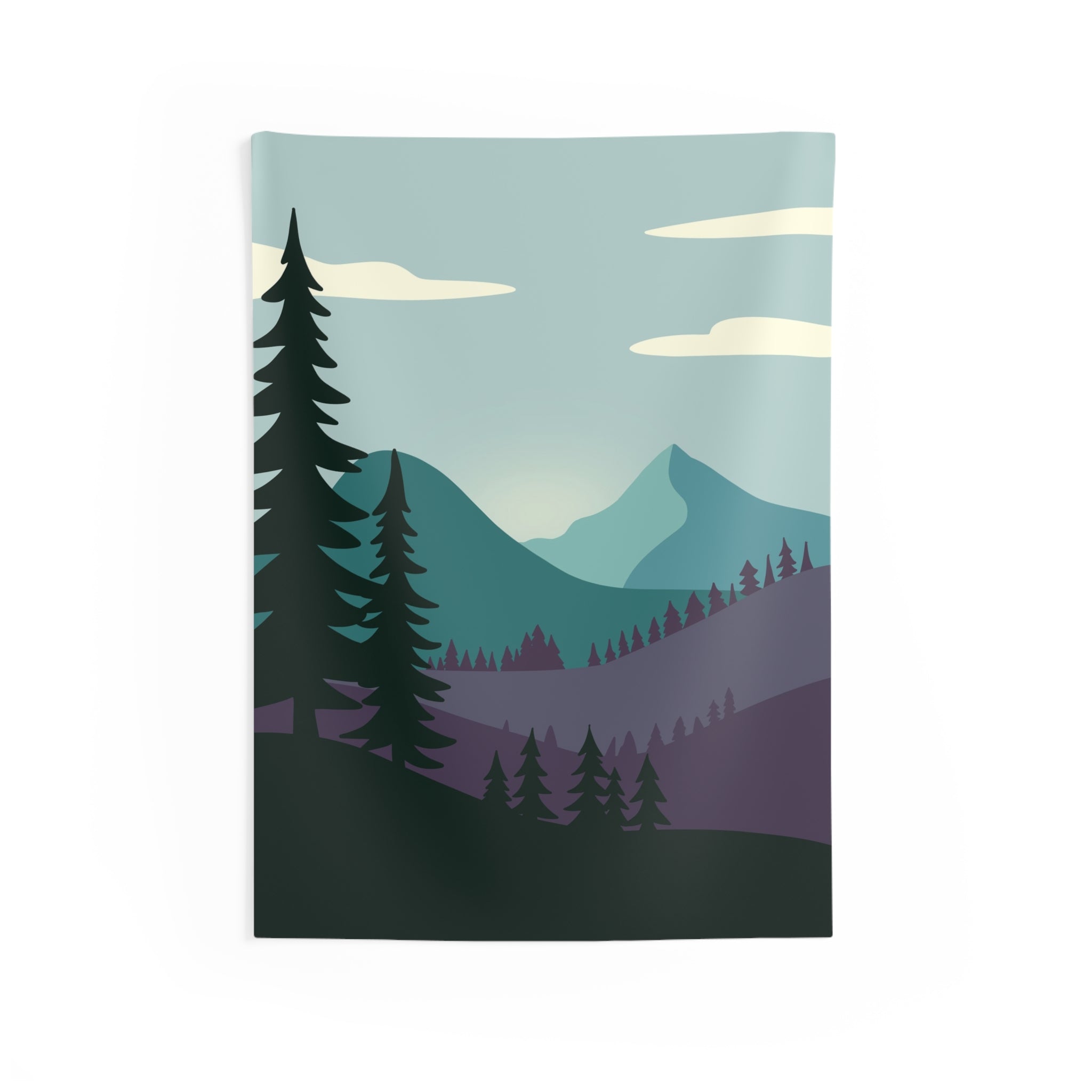 Mountain Forest Wall Tapestry — Serene Pine Landscape Tapestry for Living Room, Bedroom, Cabin Decor