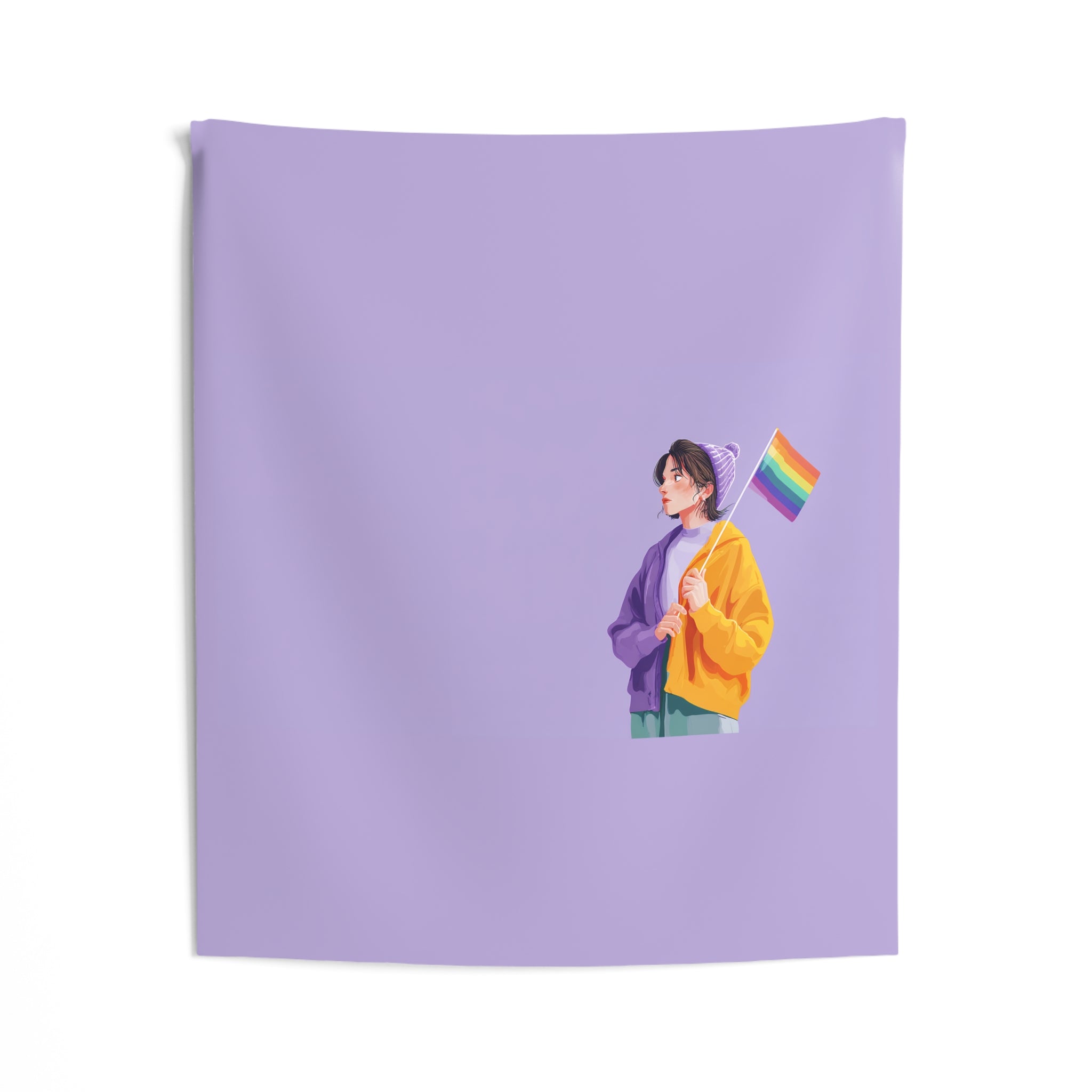 Pride Flag Wall Tapestry — Minimal Lavender LGBT+ Decor
