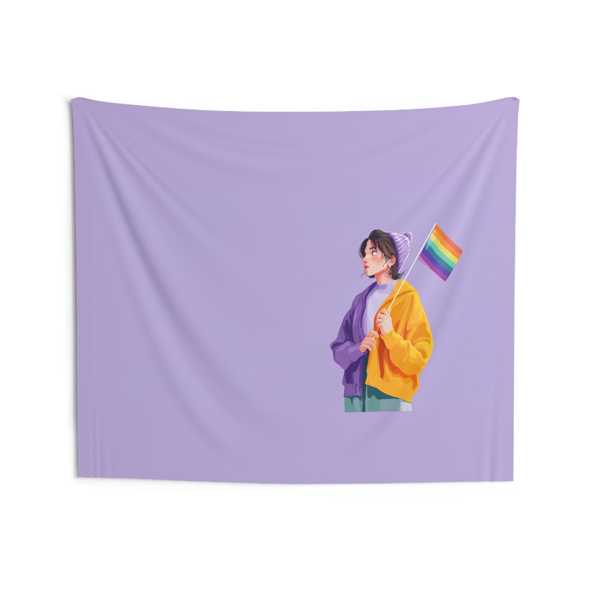 Pride Flag Wall Tapestry — Minimal Lavender LGBT+ Decor