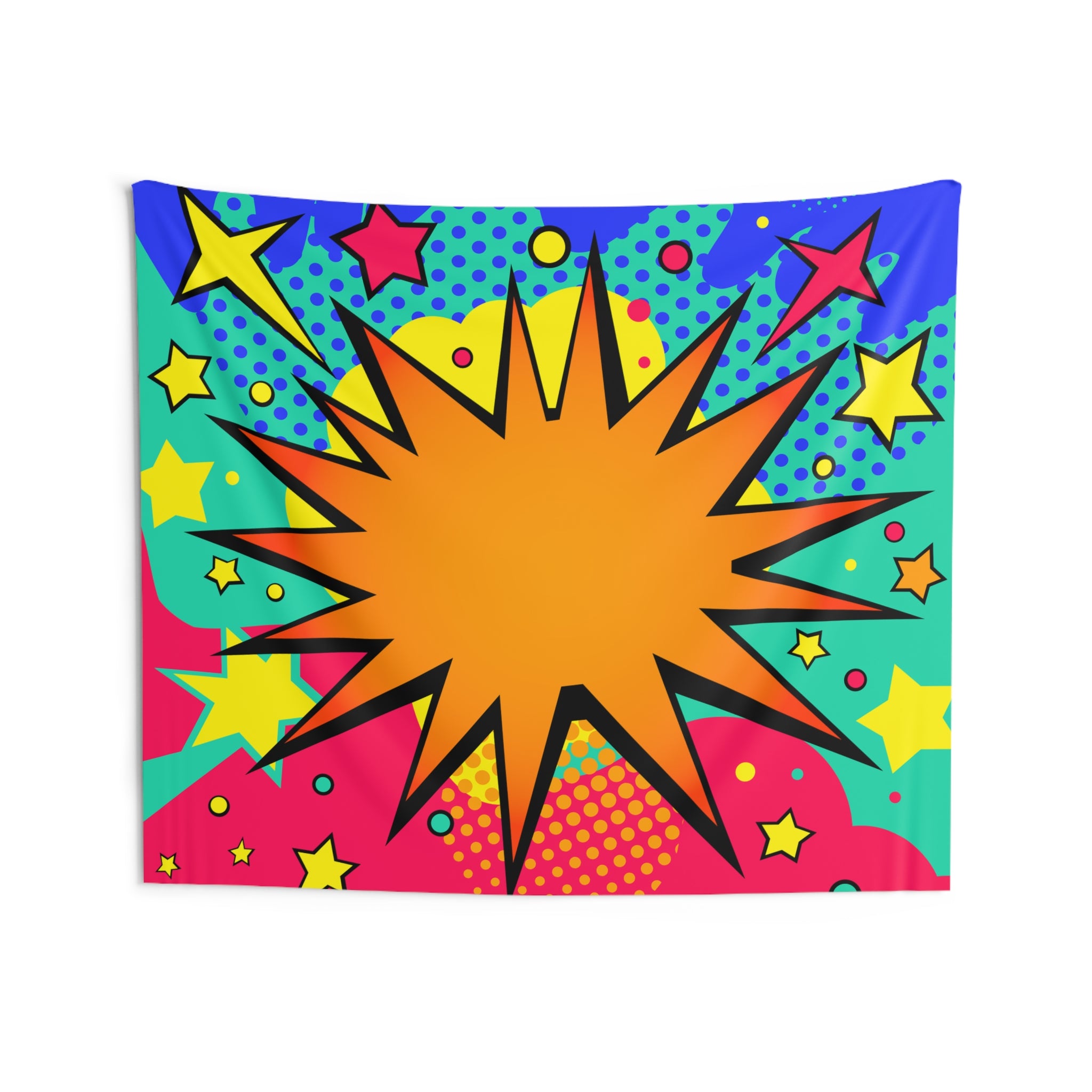 Pop Art Starburst Tapestry — Retro Comic Wall Decor