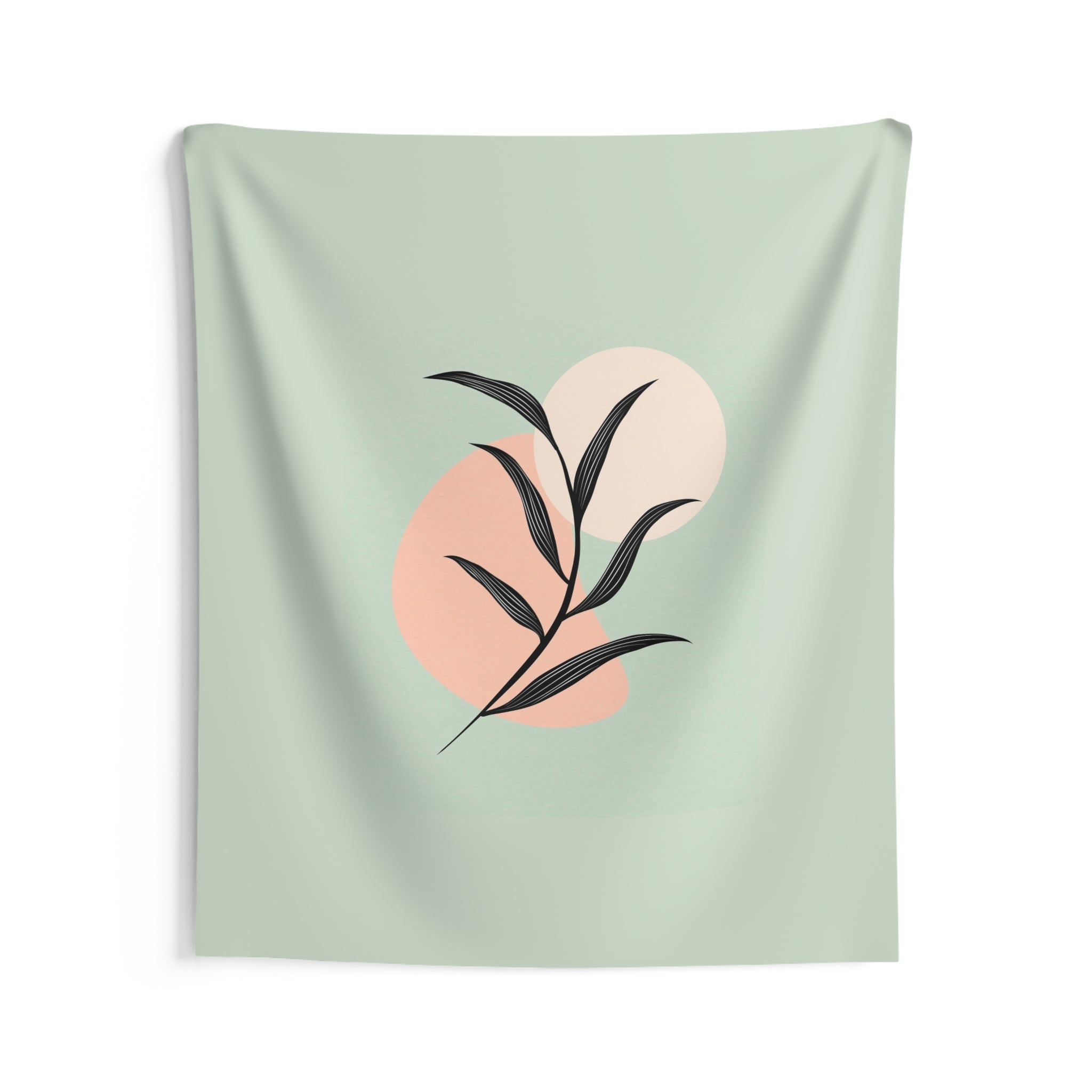 Botanical Minimalist Wall Tapestry — Pastel Leaf Art for Living Room, Bedroom & Office