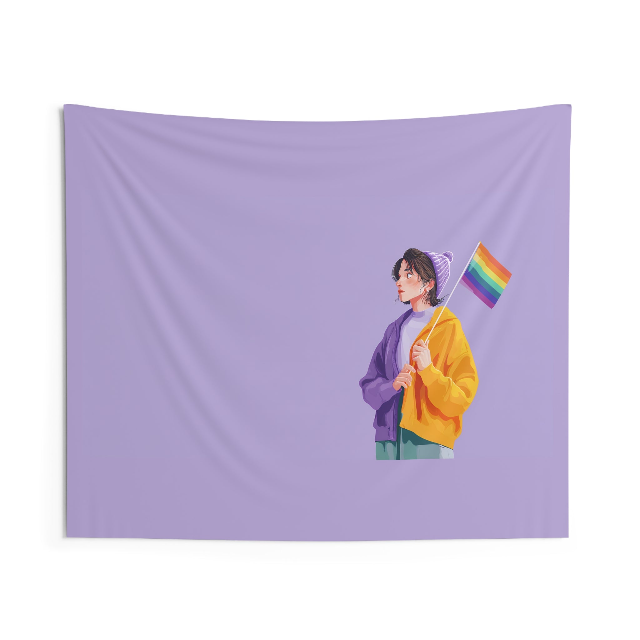 Pride Flag Wall Tapestry — Minimal Lavender LGBT+ Decor