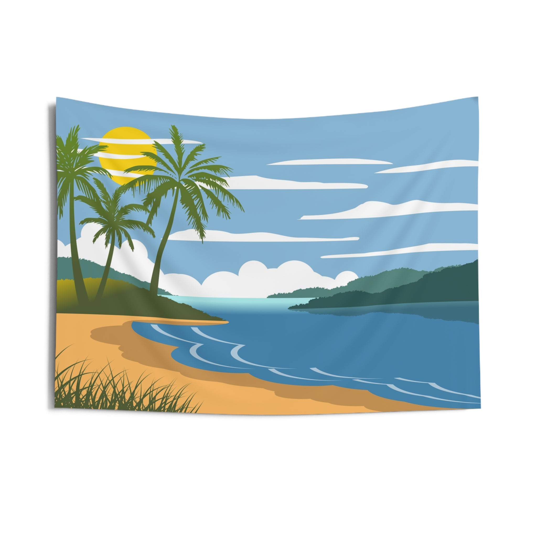 Beach Sunset Wall Tapestry – Tropical Palm Coastroom Décor