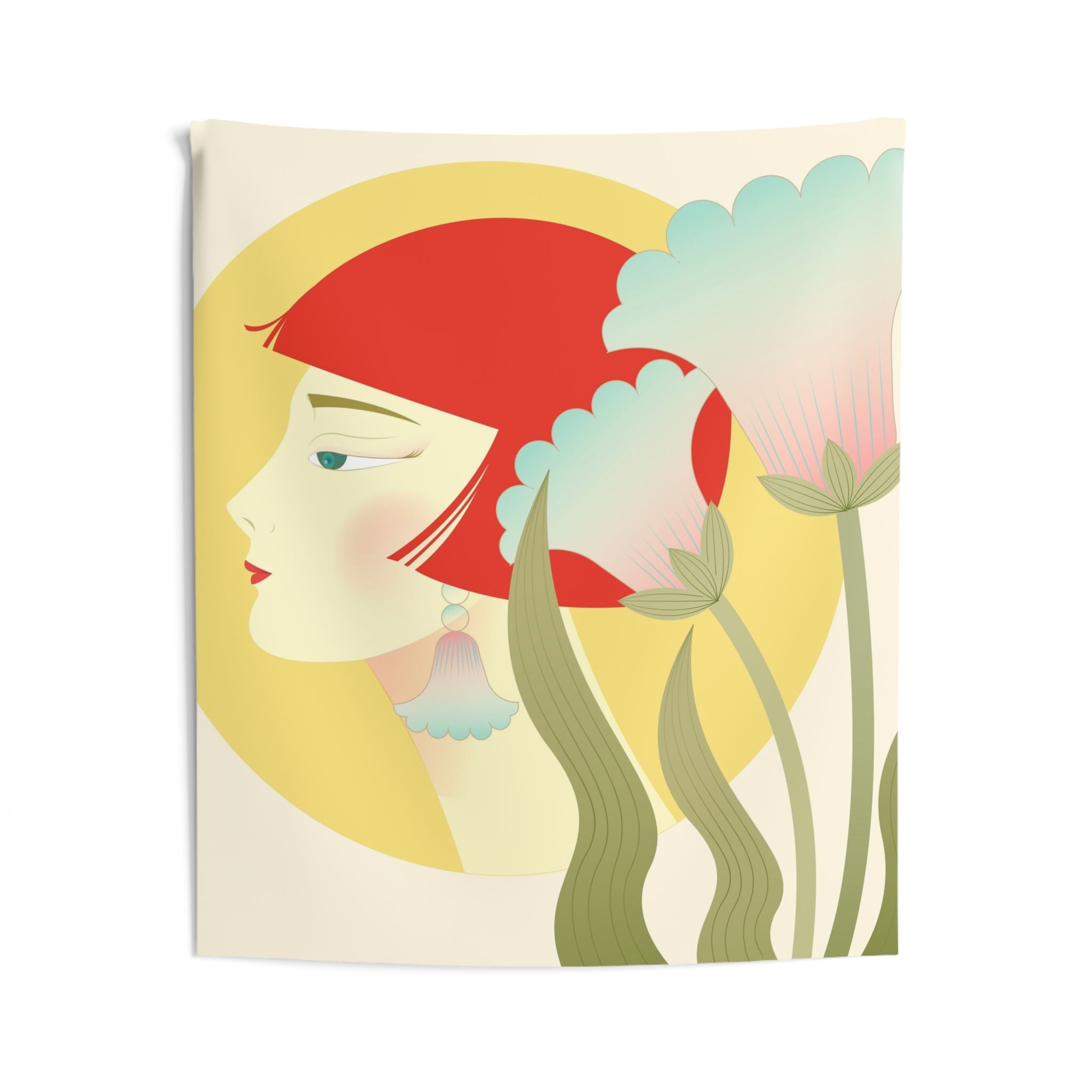 Art Deco Floral Portrait Tapestry