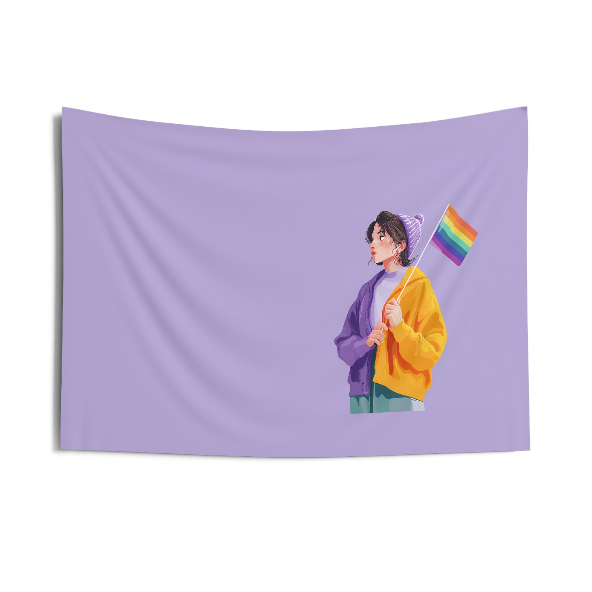 Pride Flag Wall Tapestry — Minimal Lavender LGBT+ Decor