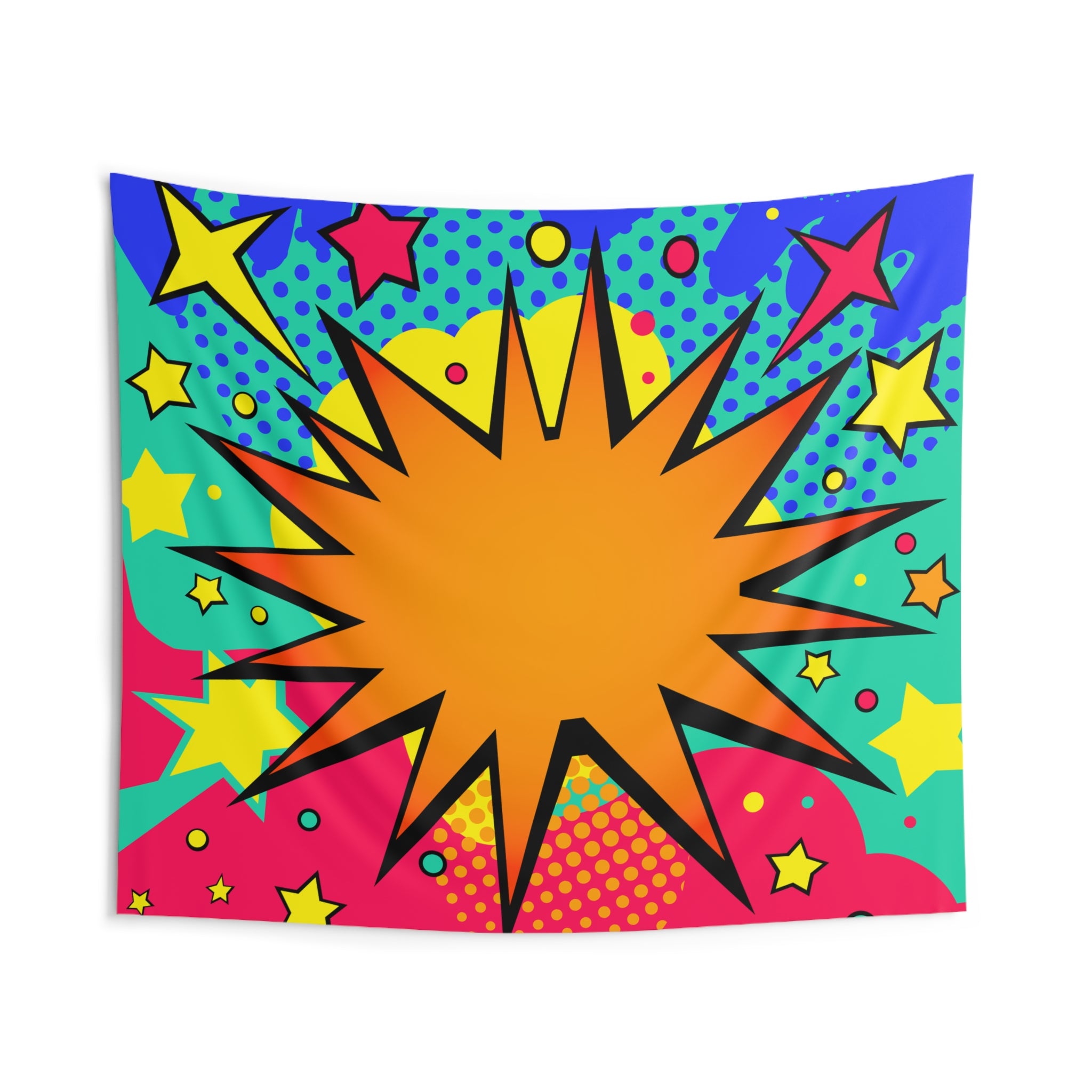 Pop Art Starburst Tapestry — Retro Comic Wall Decor
