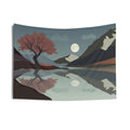 Moonlit Lake Tapestry — Serene Mountain Reflection Wall Hanging
