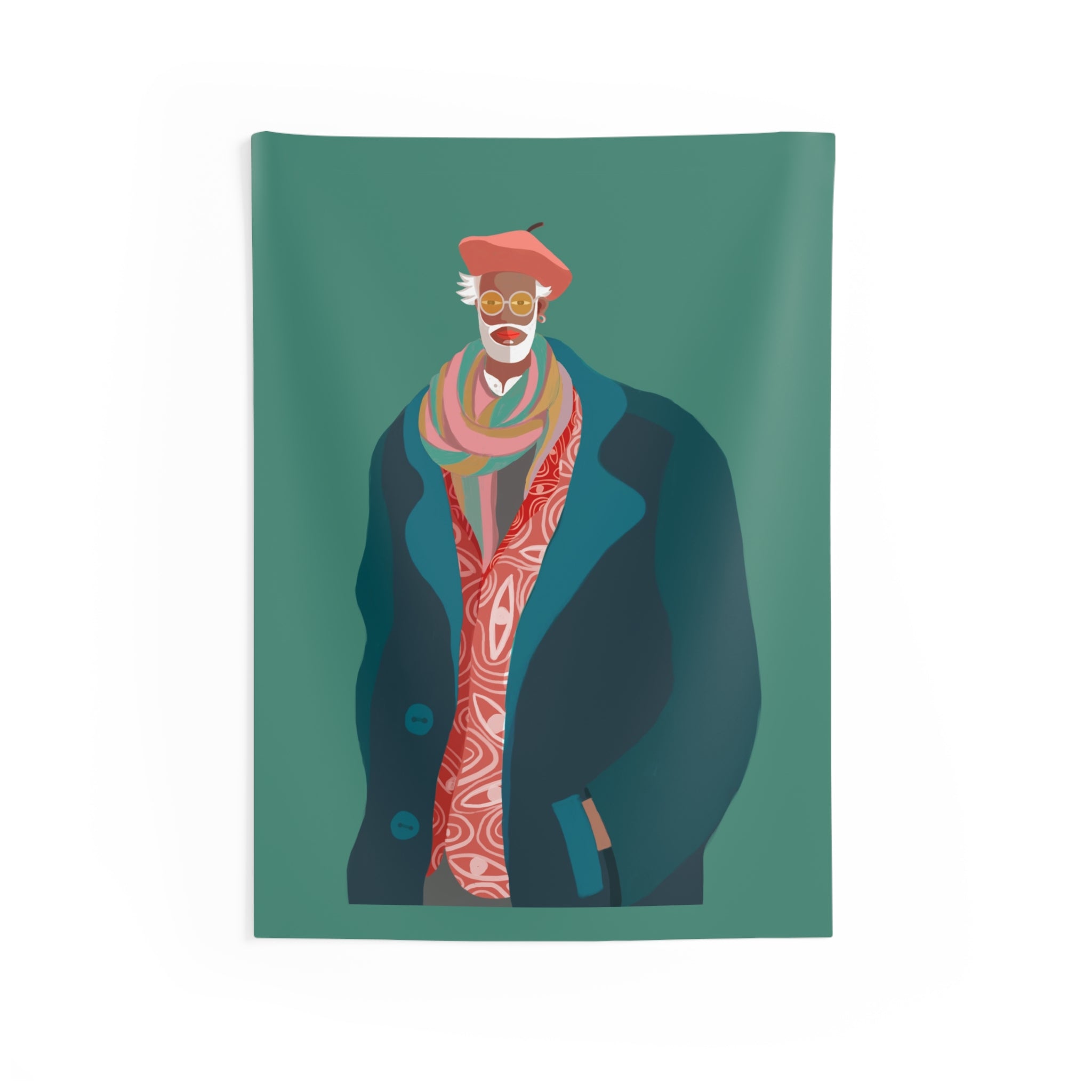 Vintage Dapper Man Wall Tapestry – Colorful Portrait Home Decor