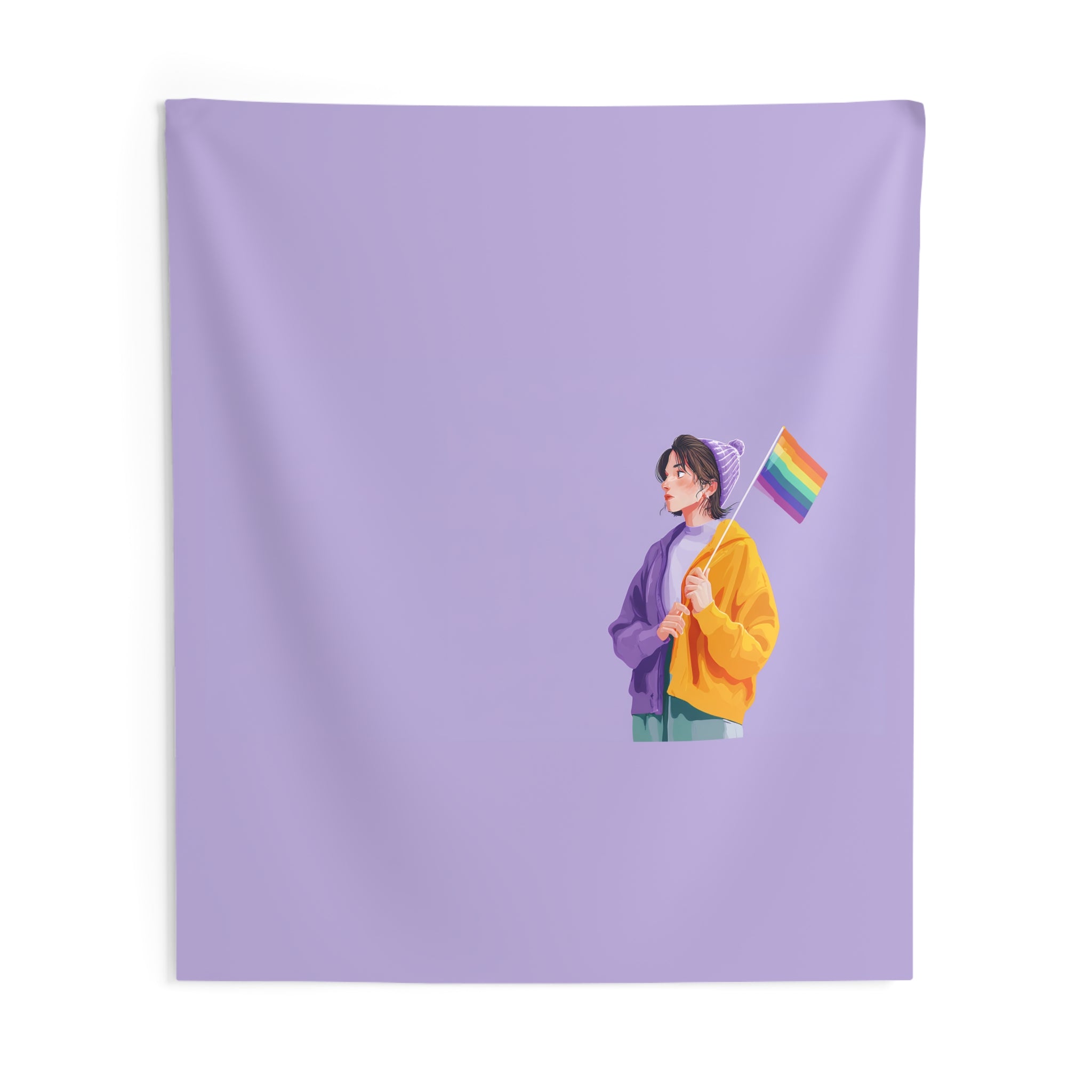 Pride Flag Wall Tapestry — Minimal Lavender LGBT+ Decor