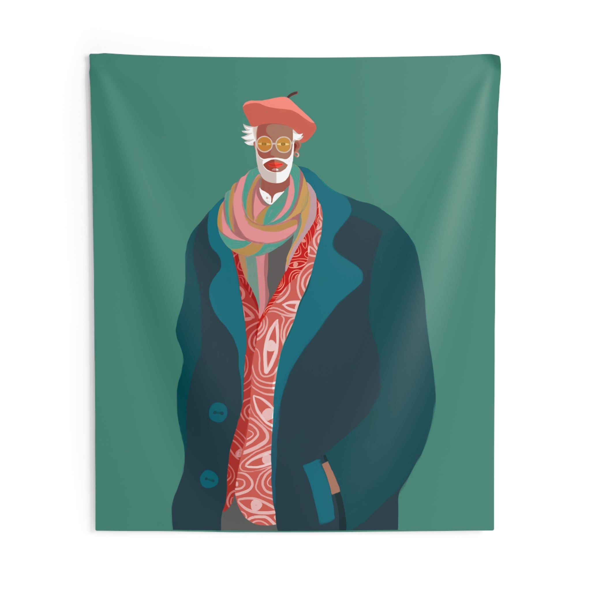 Vintage Dapper Man Wall Tapestry – Colorful Portrait Home Decor