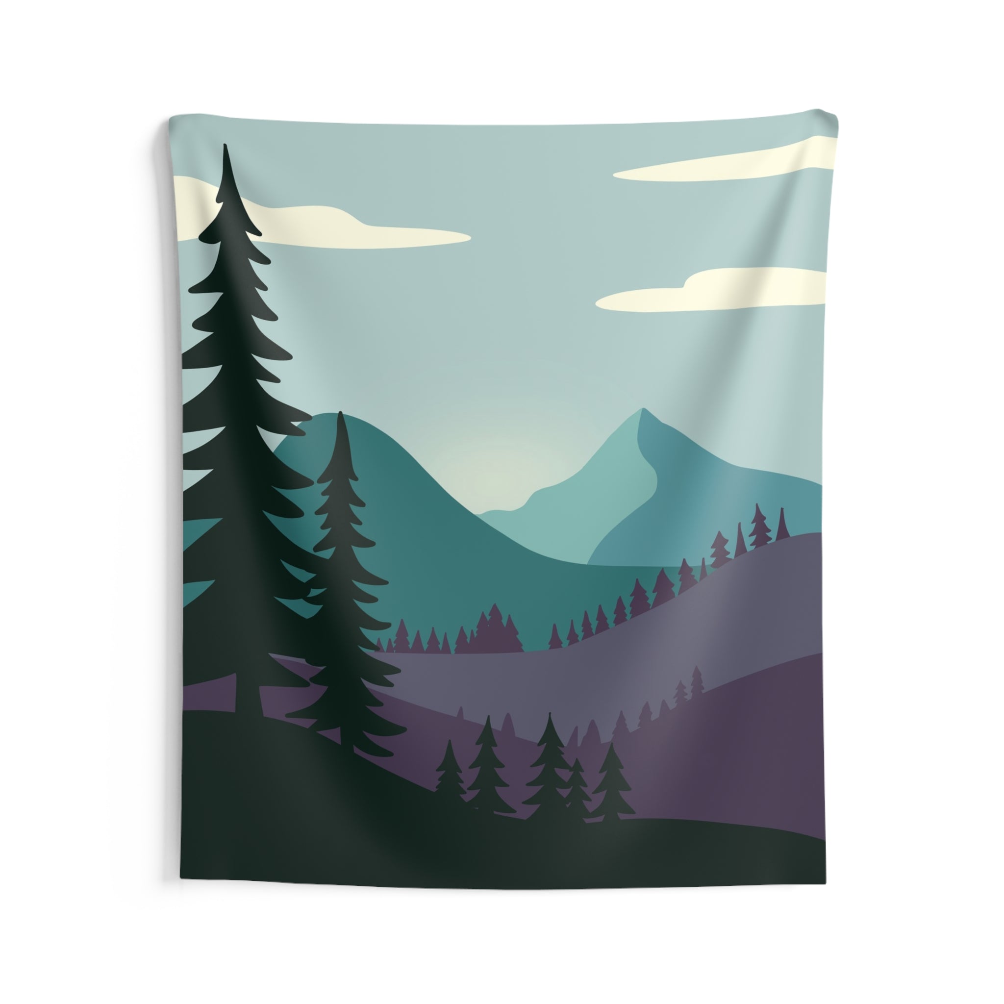 Mountain Forest Wall Tapestry — Serene Pine Landscape Tapestry for Living Room, Bedroom, Cabin Decor