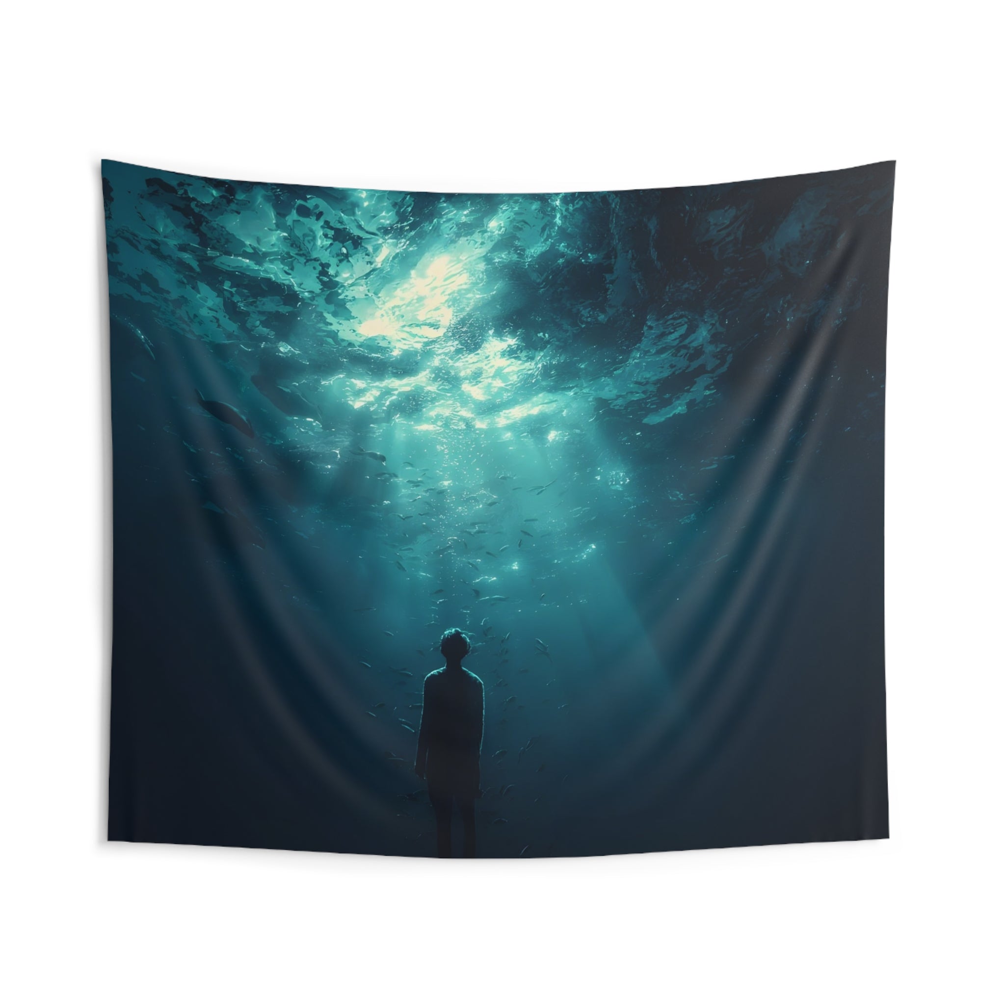 Ocean Depths Wall Tapestry — Moody Underwater Silhouette Decor