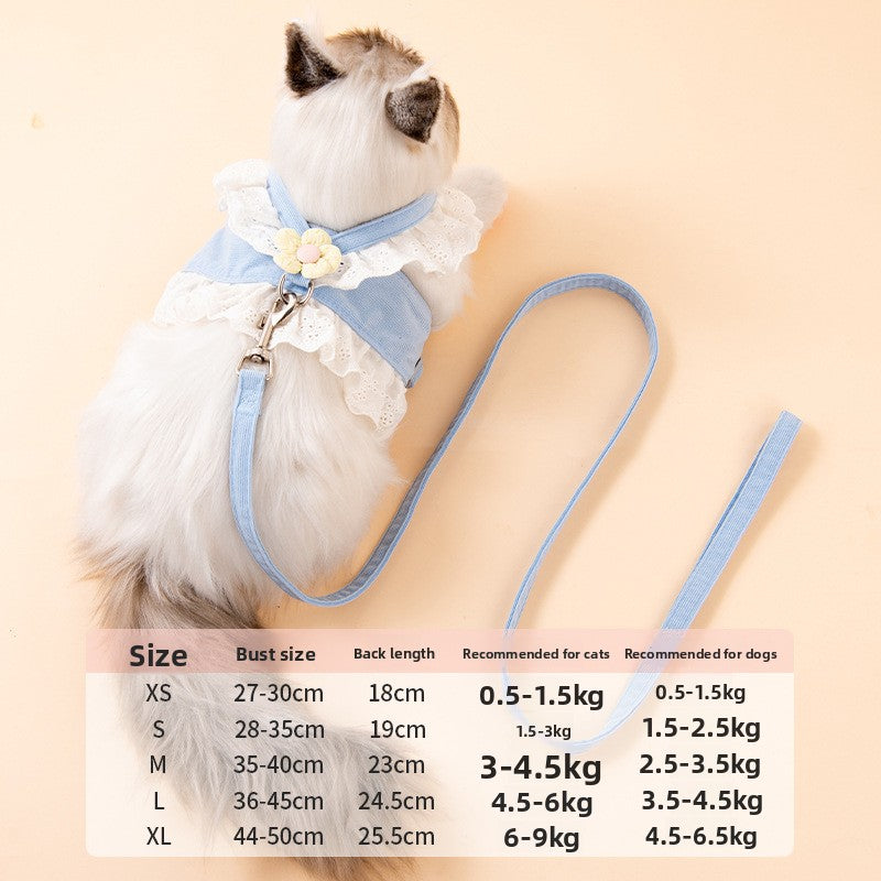 Princess Lace Dog Harness & Leash Set for Small Dogs & Cats
