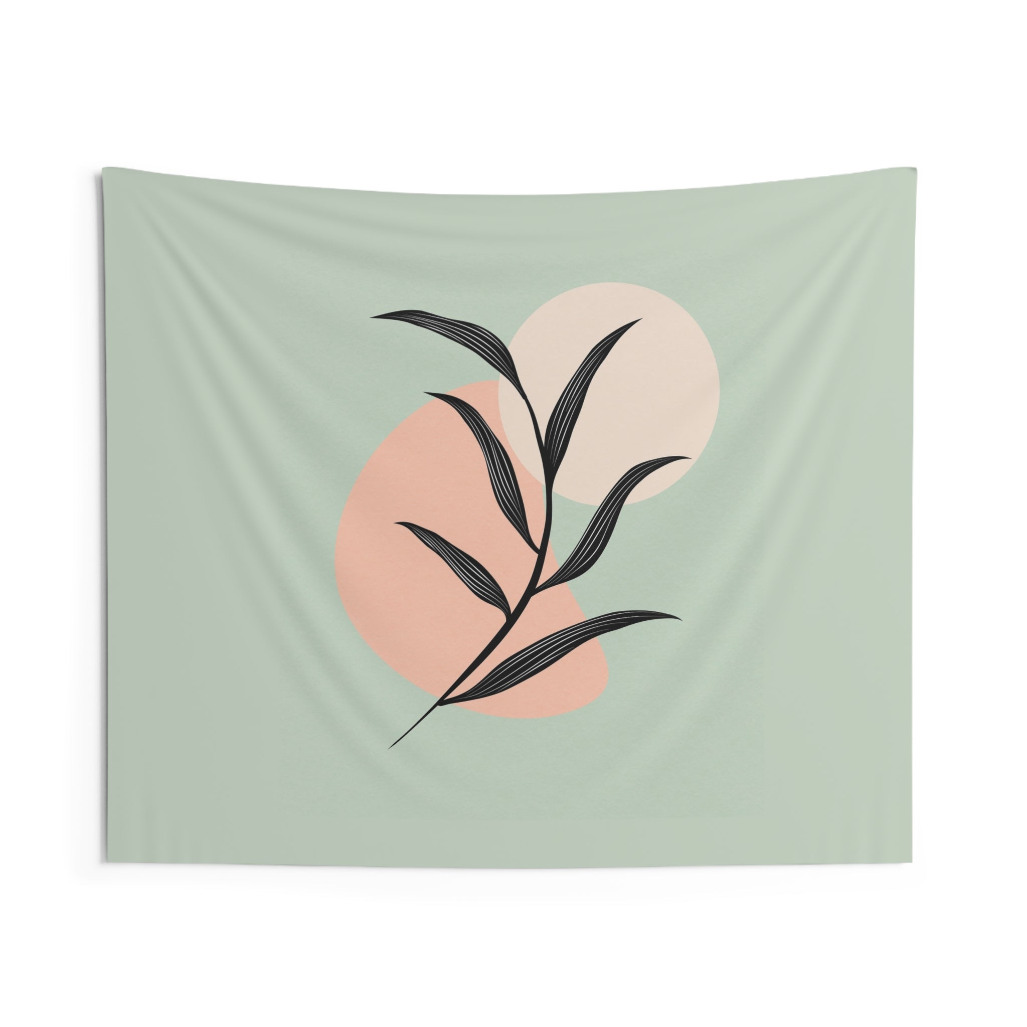 Botanical Minimalist Wall Tapestry — Pastel Leaf Art for Living Room, Bedroom & Office