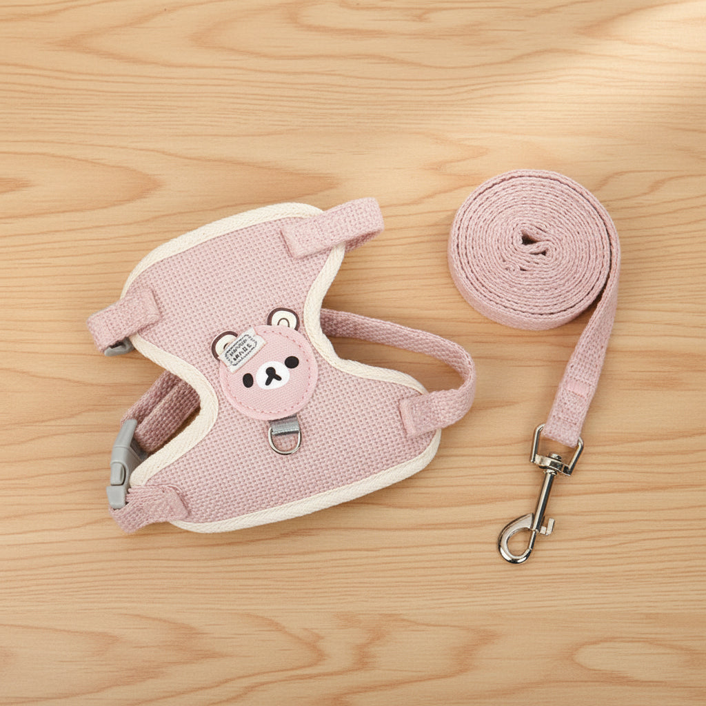 Bear Pet Harness & Leash Set for Small Dogs & Cats ? Breathable Adjustable Vest Harness