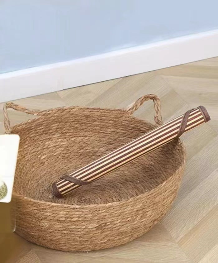 Rattan Woven Pet Cat Bed with Removable Cotton Pad