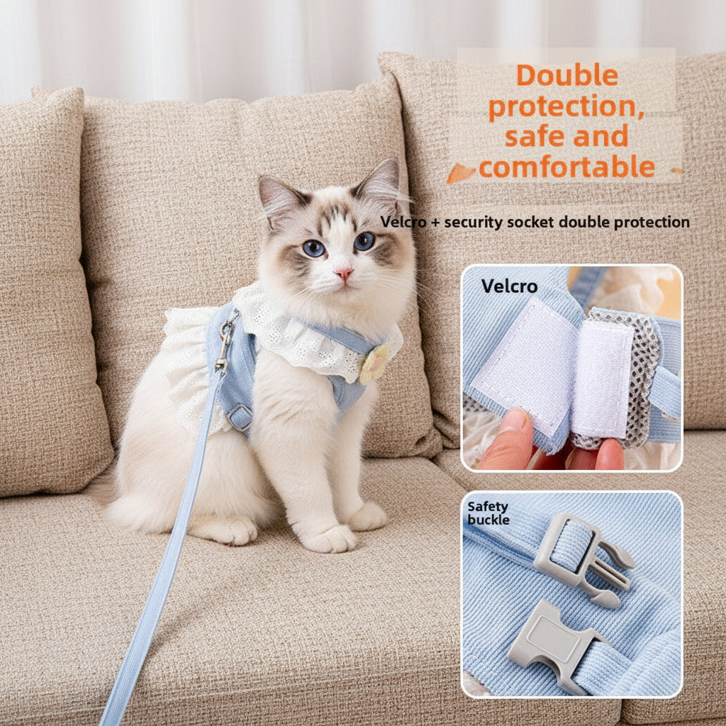 Princess Lace Dog Harness & Leash Set for Small Dogs & Cats