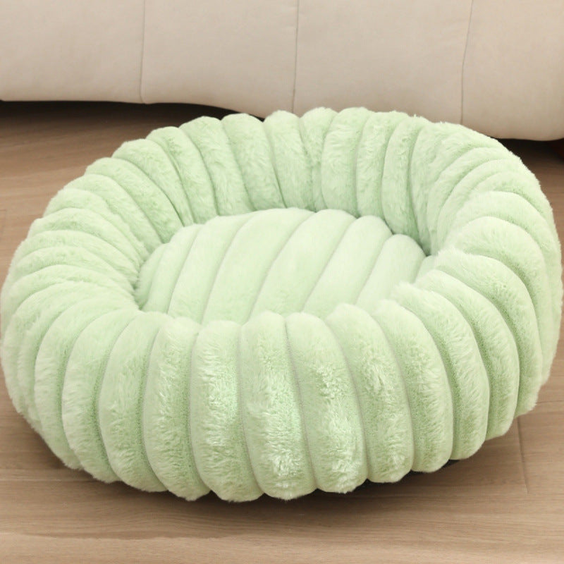 Rabbit Fur Plush Round Pet Bed
