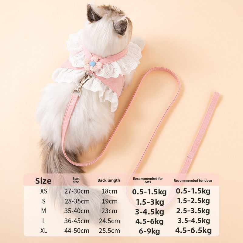 Princess Lace Dog Harness & Leash Set for Small Dogs & Cats
