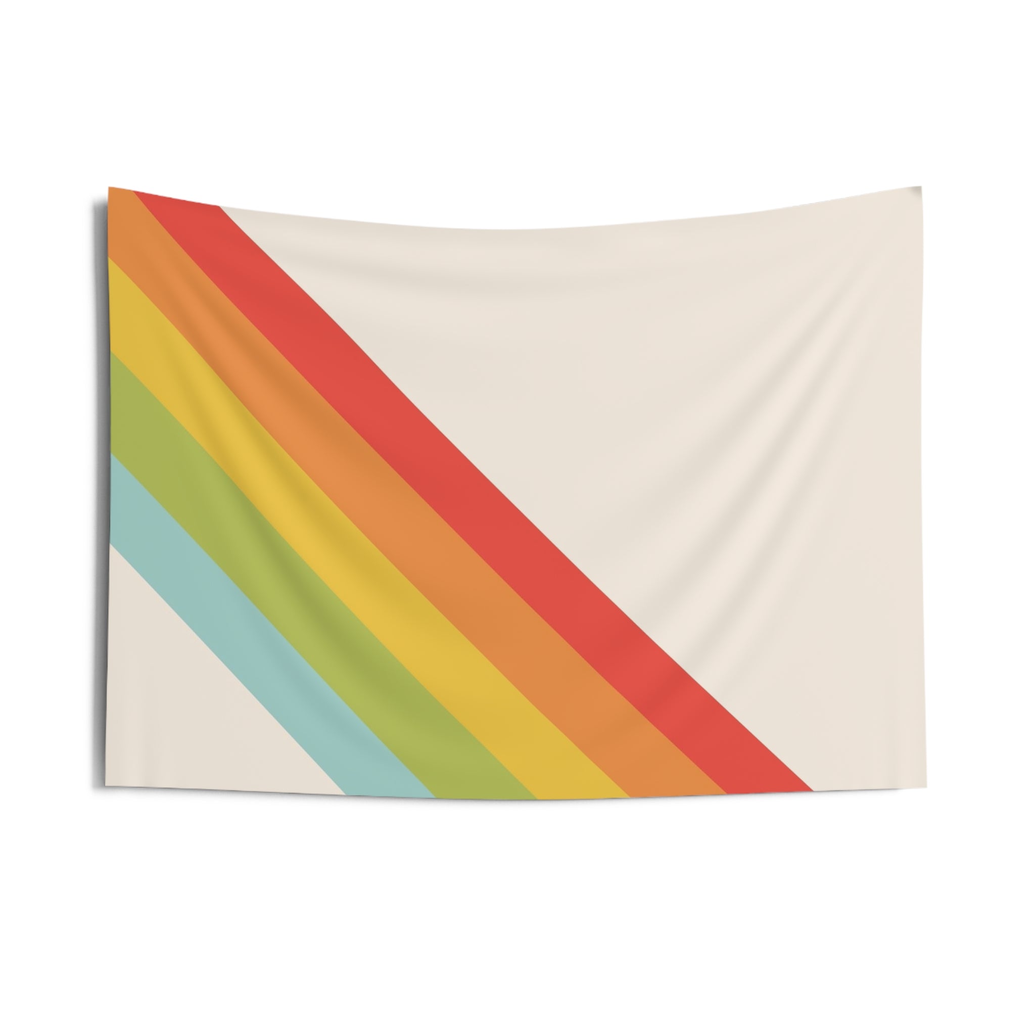 Retro Diagonal Rainbow Tapestry — Minimal Vintage Wall Art
