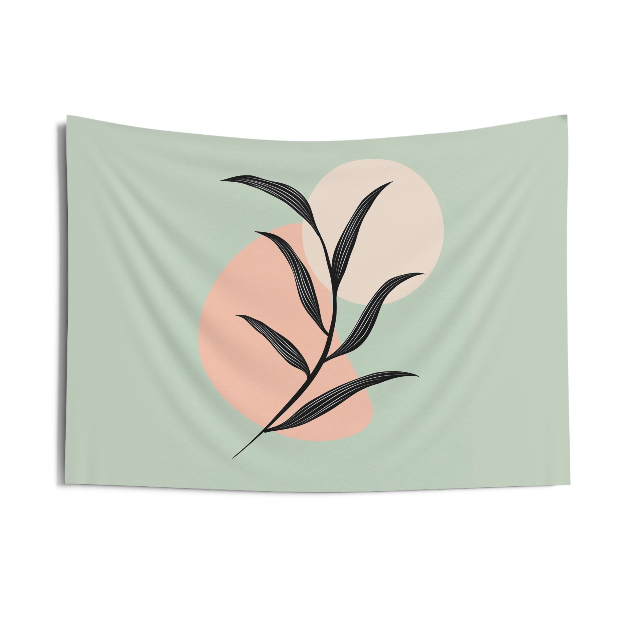 Botanical Minimalist Wall Tapestry — Pastel Leaf Art for Living Room, Bedroom & Office