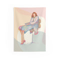 Abstract Woman Sitting Tapestry — Pastel Modern Wall Art