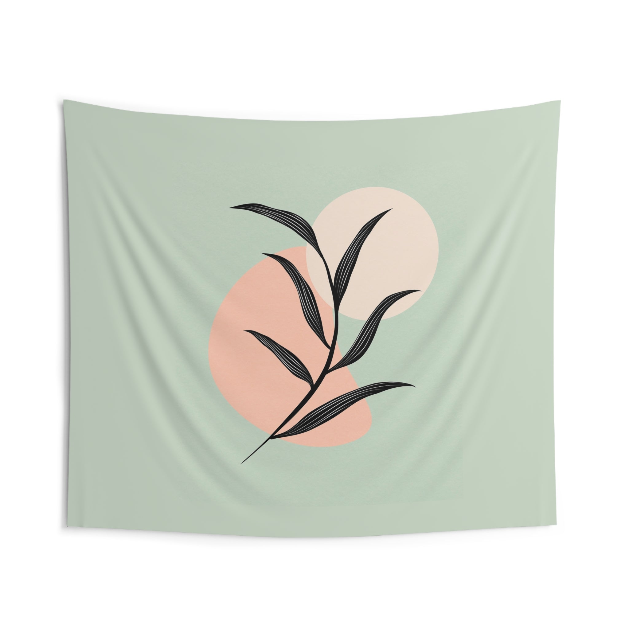 Botanical Minimalist Wall Tapestry — Pastel Leaf Art for Living Room, Bedroom & Office