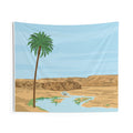 Desert Oasis Tapestry — Palm Tree River Wall Art