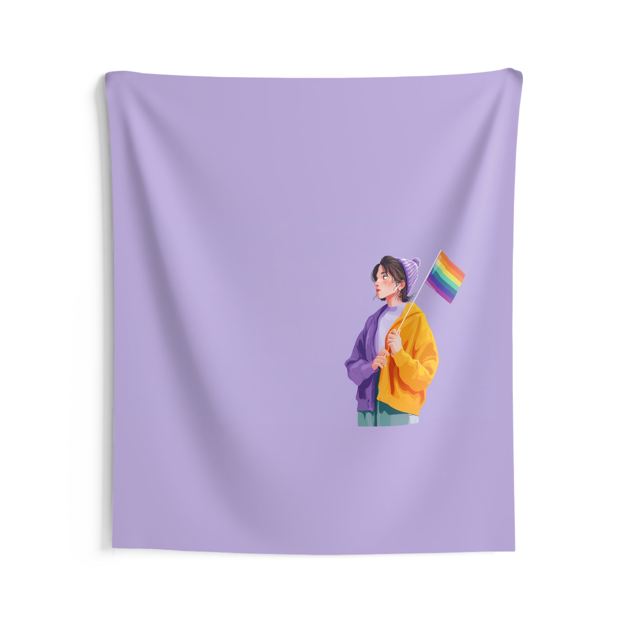 Pride Flag Wall Tapestry — Minimal Lavender LGBT+ Decor