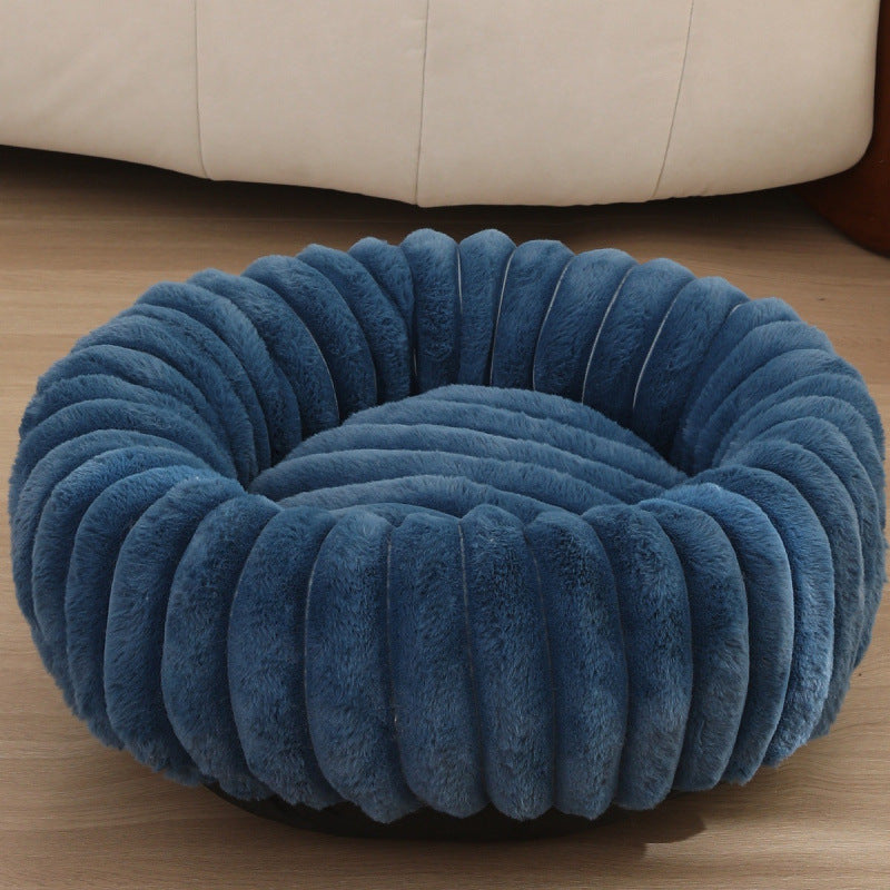 Rabbit Fur Plush Round Pet Bed