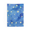 Starry Blue Watercolor Tapestry — Night Sky Wall Hanging for Nursery, Bedroom, Kids’ Room