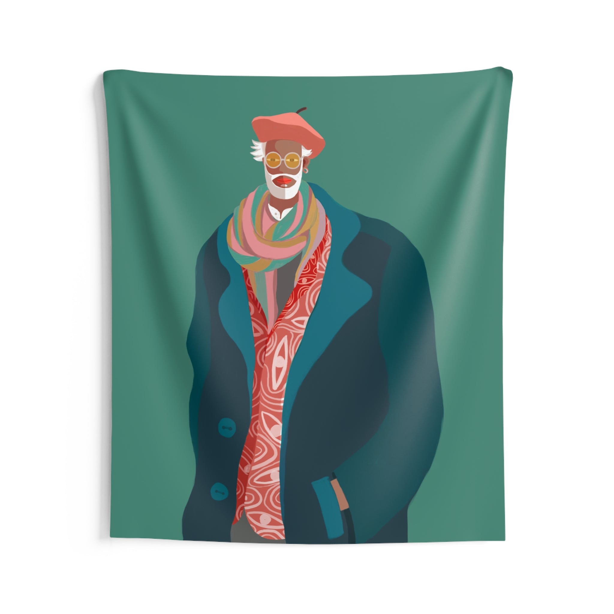 Vintage Dapper Man Wall Tapestry – Colorful Portrait Home Decor