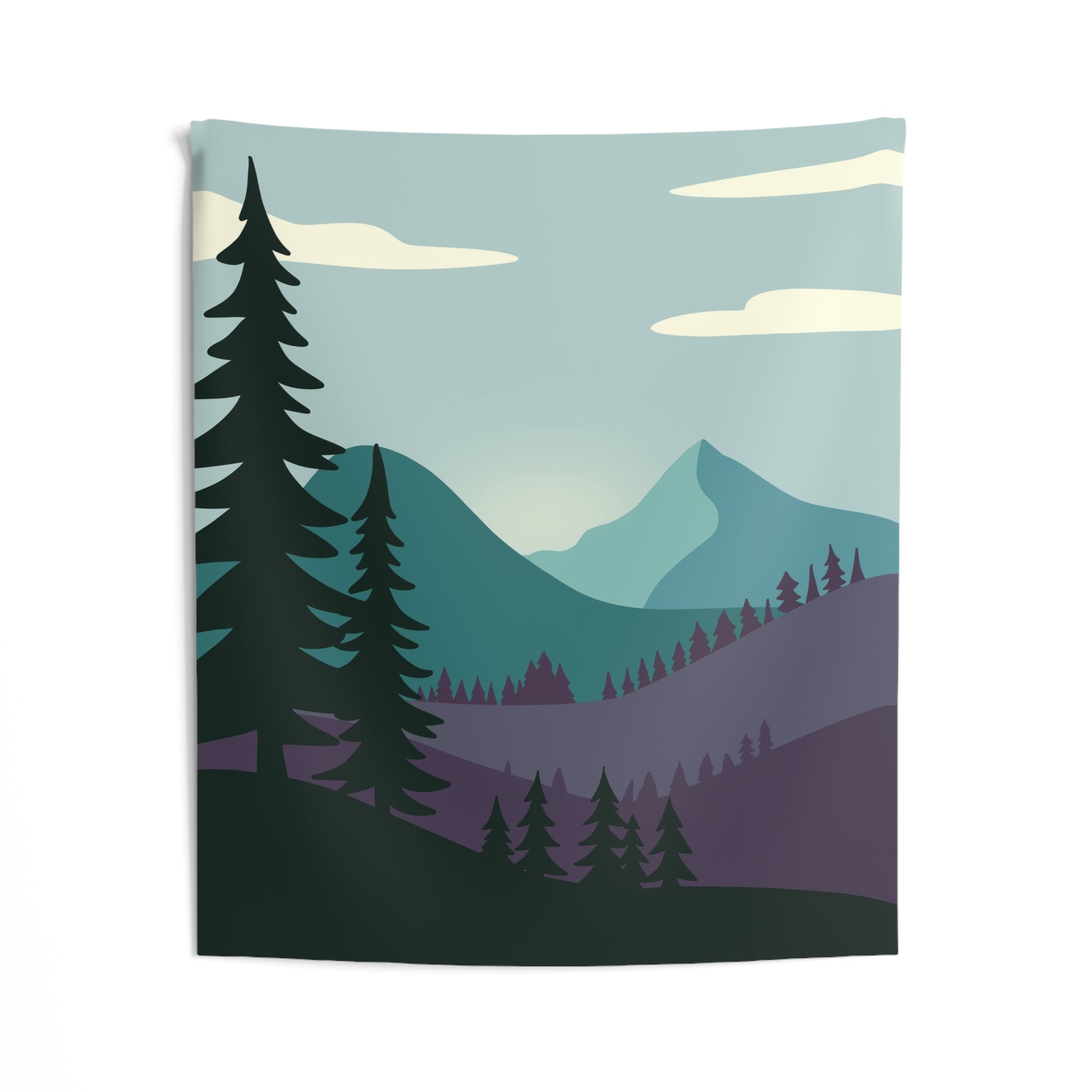 Mountain Forest Wall Tapestry — Serene Pine Landscape Tapestry for Living Room, Bedroom, Cabin Decor
