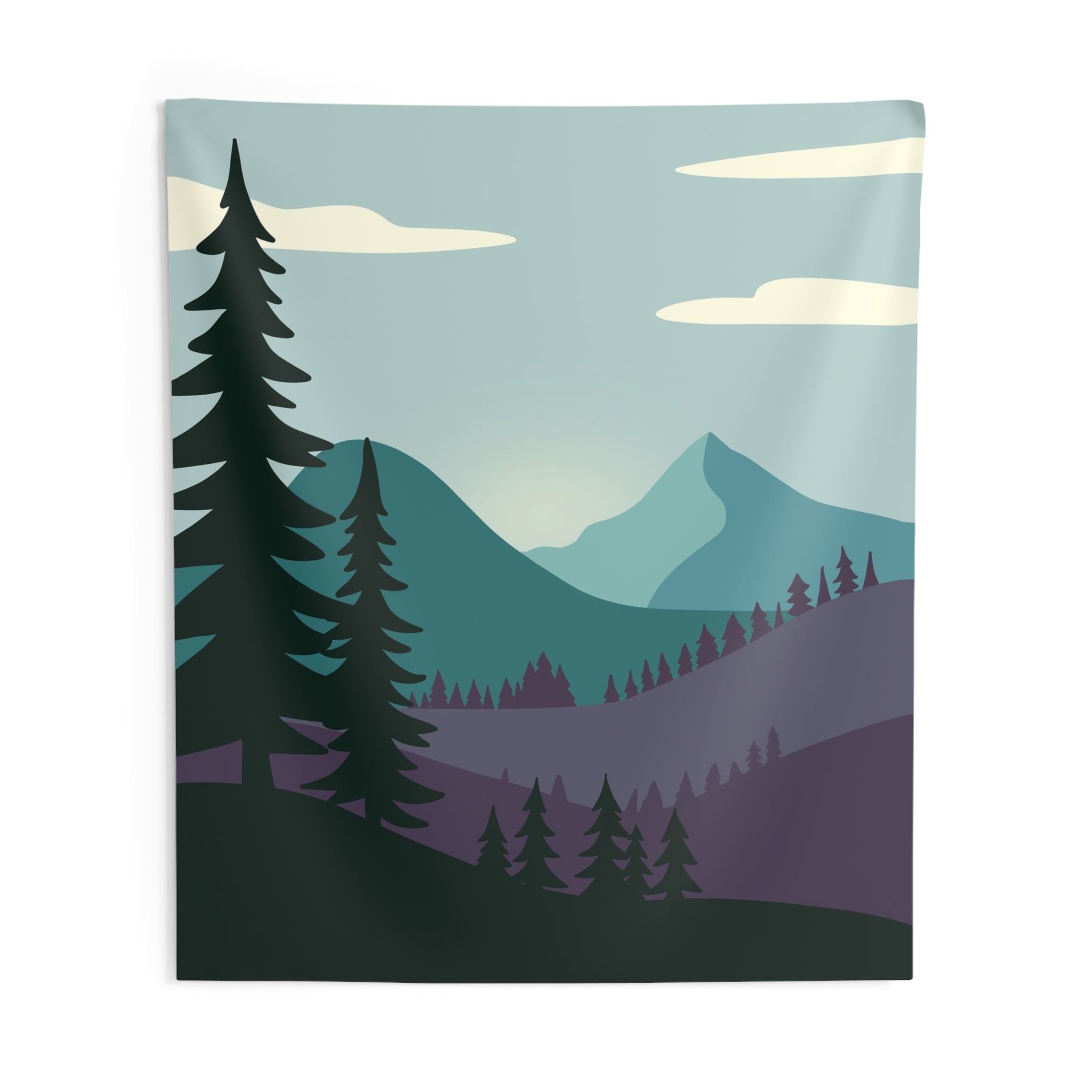 Mountain Forest Wall Tapestry — Serene Pine Landscape Tapestry for Living Room, Bedroom, Cabin Decor