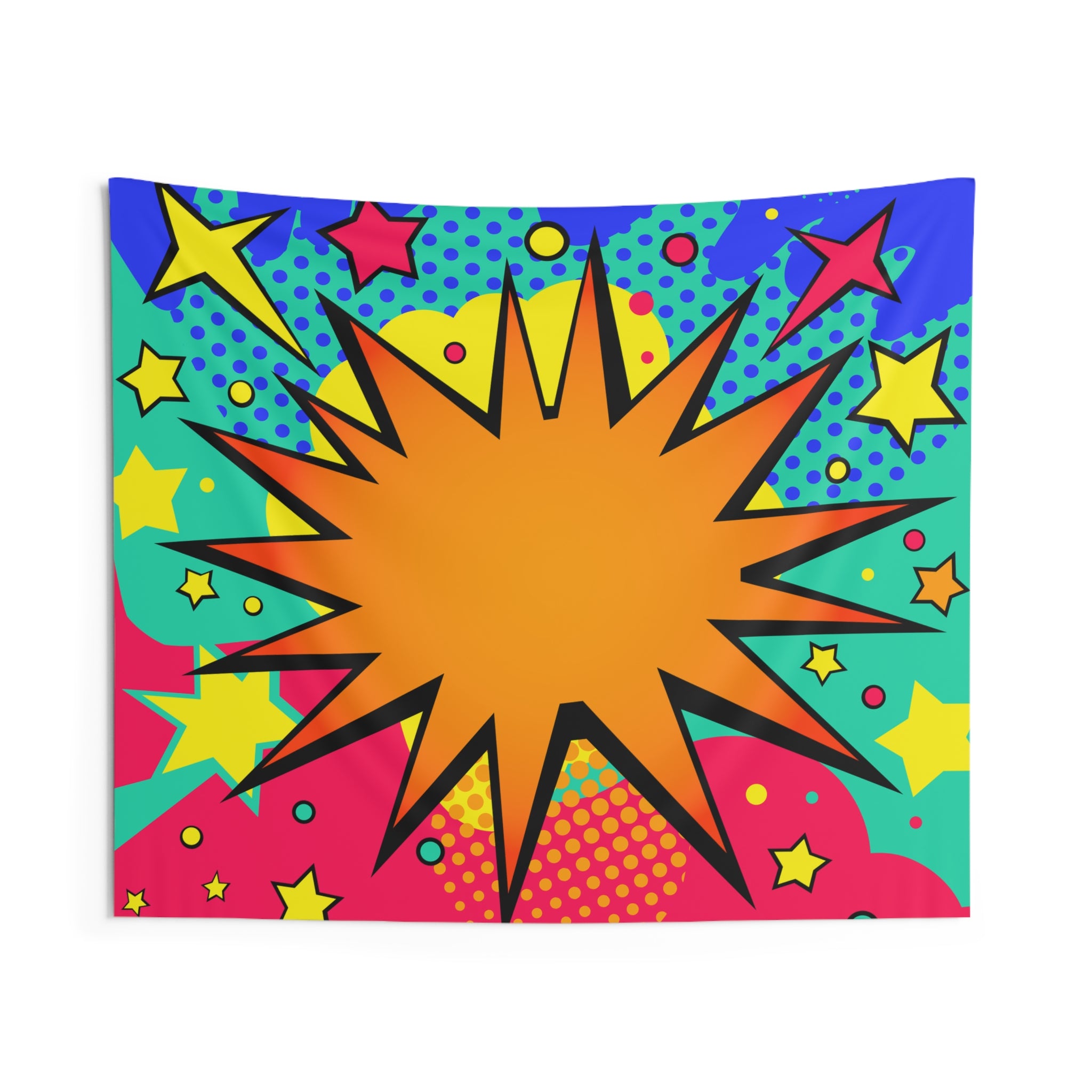 Pop Art Starburst Tapestry — Retro Comic Wall Decor
