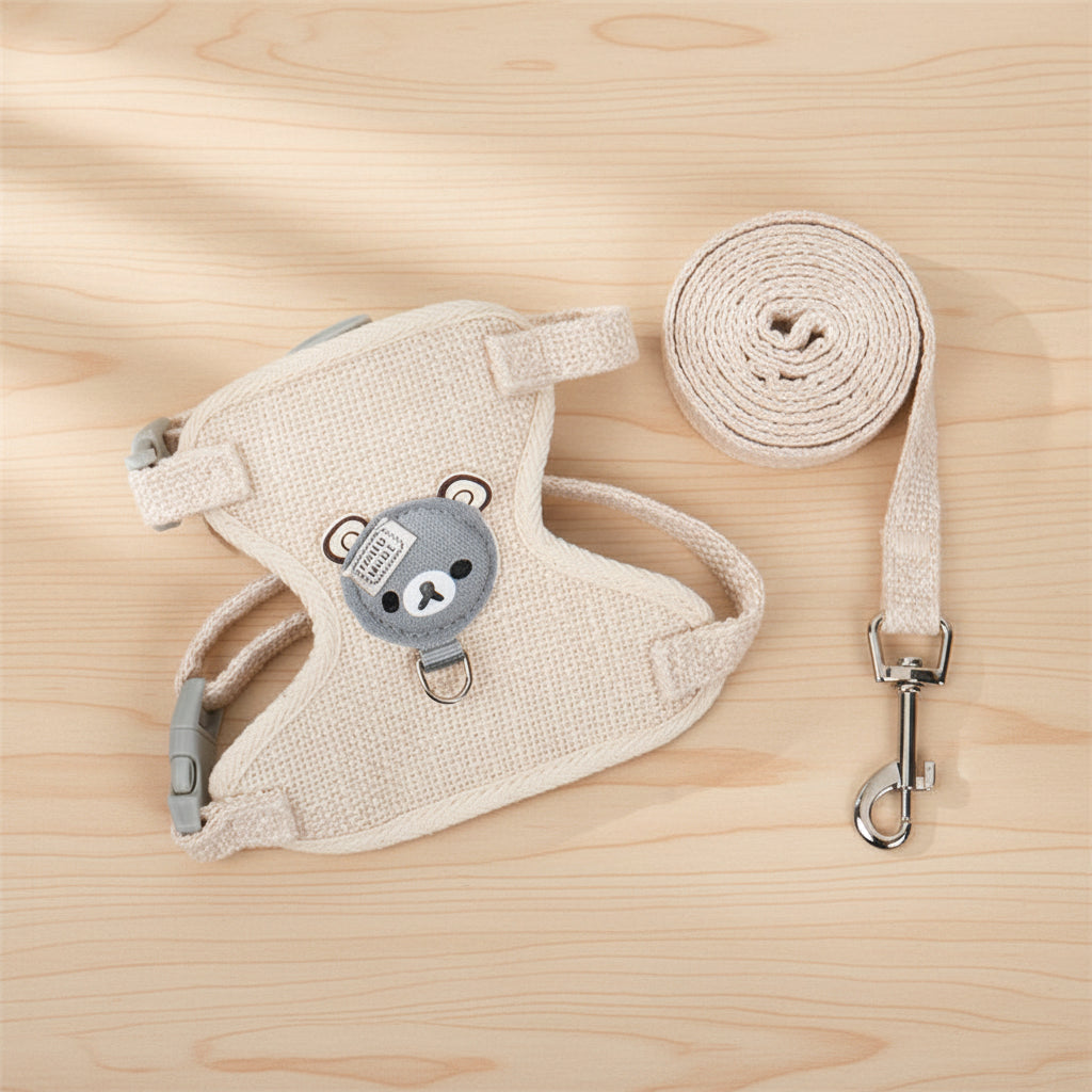 Bear Pet Harness & Leash Set for Small Dogs & Cats ? Breathable Adjustable Vest Harness