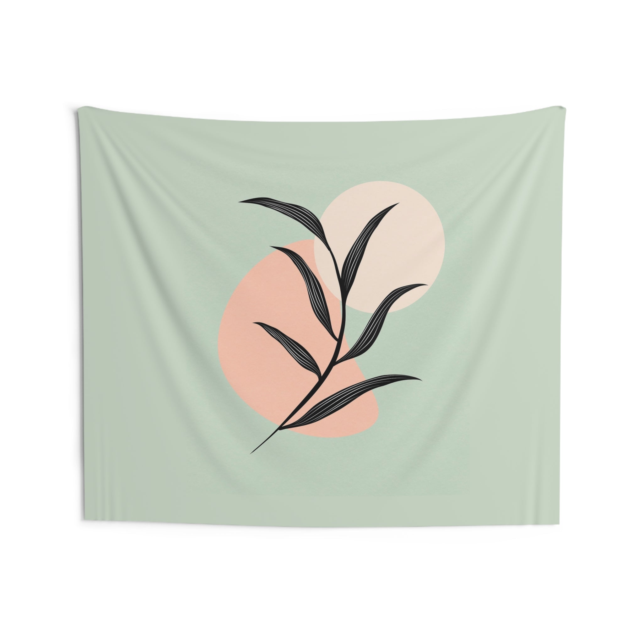 Botanical Minimalist Wall Tapestry — Pastel Leaf Art for Living Room, Bedroom & Office