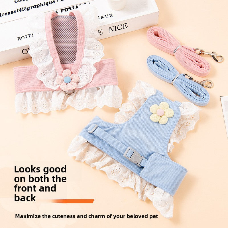 Princess Lace Dog Harness & Leash Set for Small Dogs & Cats