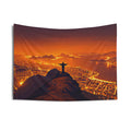Rio de Janeiro Sunset Wall Tapestry — Christ the Redeemer Cityscape