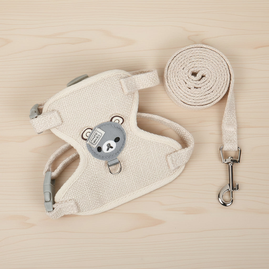 Bear Pet Harness & Leash Set for Small Dogs & Cats ? Breathable Adjustable Vest Harness