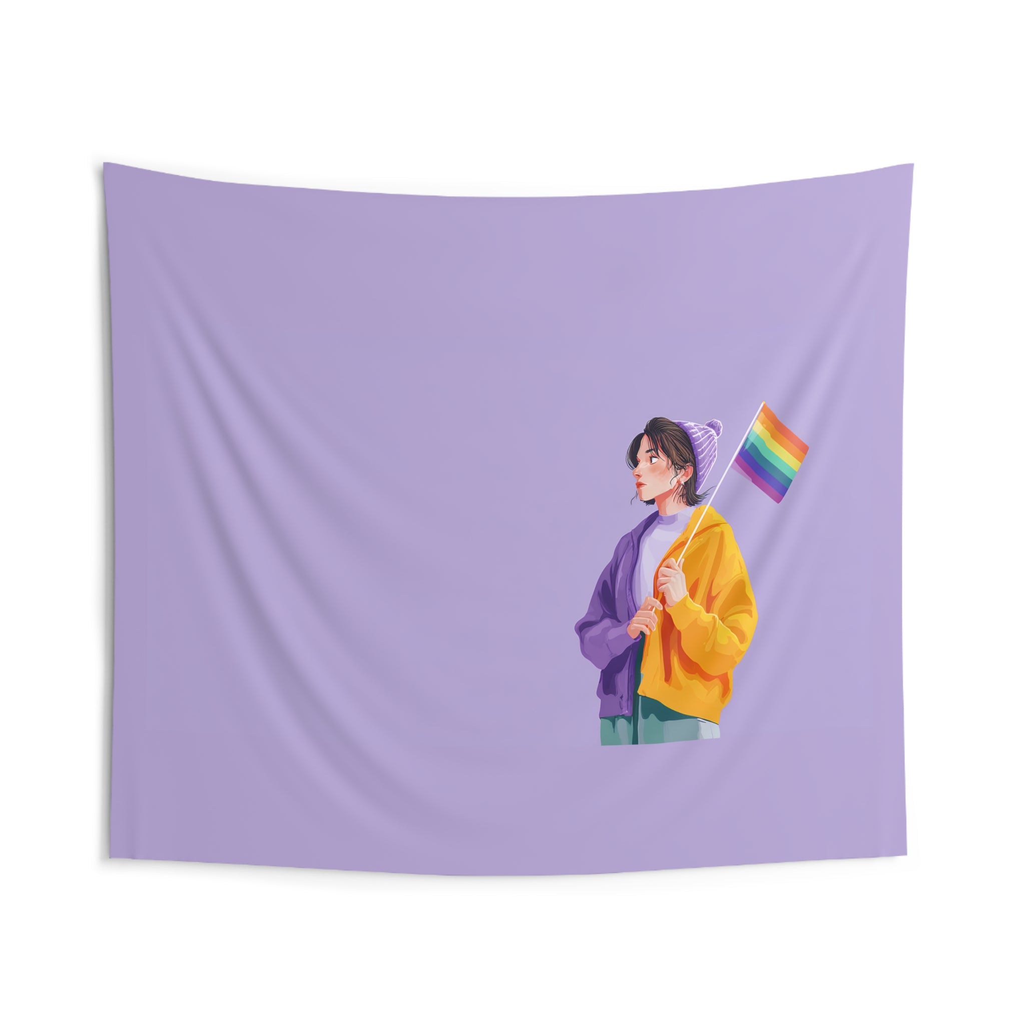 Pride Flag Wall Tapestry — Minimal Lavender LGBT+ Decor