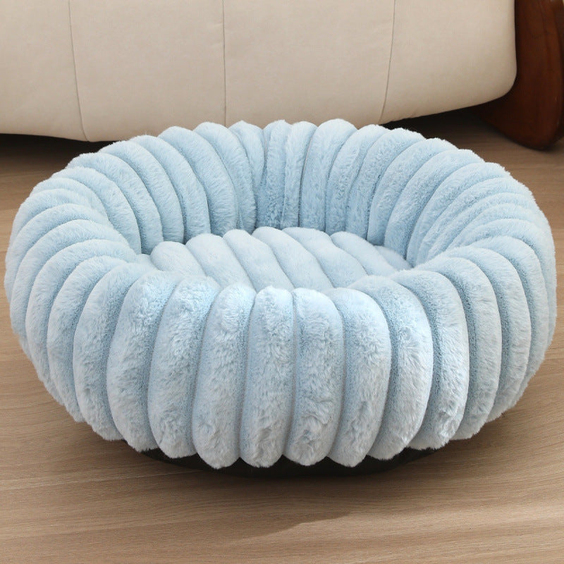 Rabbit Fur Plush Round Pet Bed