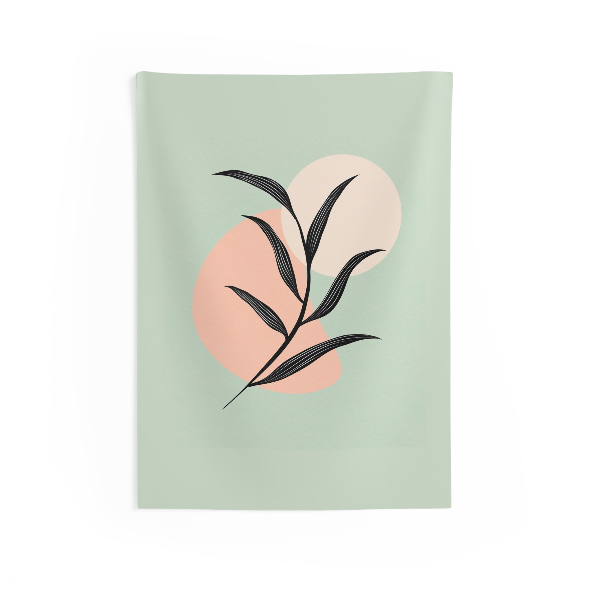 Botanical Minimalist Wall Tapestry — Pastel Leaf Art for Living Room, Bedroom & Office